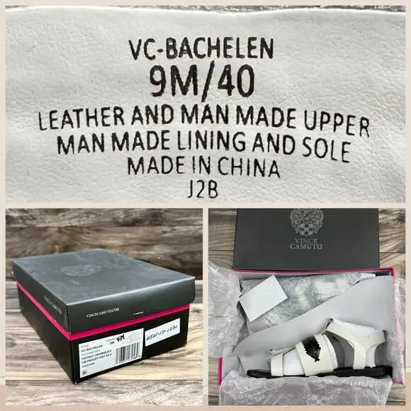 NIB Vince Camuto 9M Bachelen Leather Square Toe Gladiator Sandal Coconut Cream - Picture 11 of 12